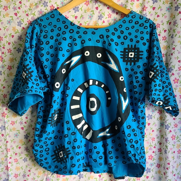 Vintage Blue Snake Southwestern Pattern Size Small - Picture 2 of 5